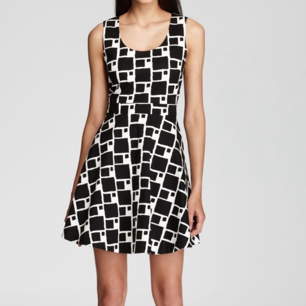 Shoshanna Fit and Flare Black and White Dress Sz 4 - Picture 1 of 8